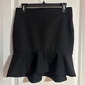 Zara Ruffle Frill Mini High Low Cotton Blend Side Zipper Black Skirt Size Small